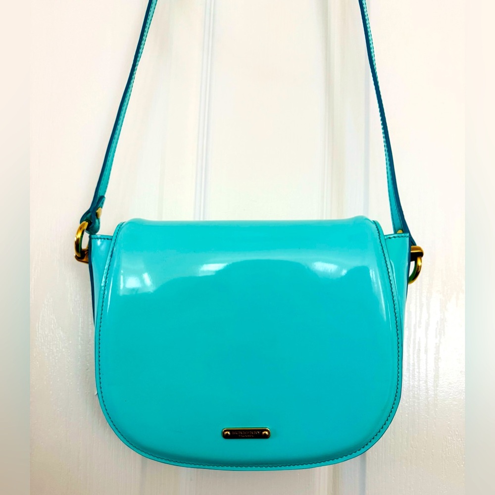 Burberry Turquoise Patent Leather Crossbody Bag
